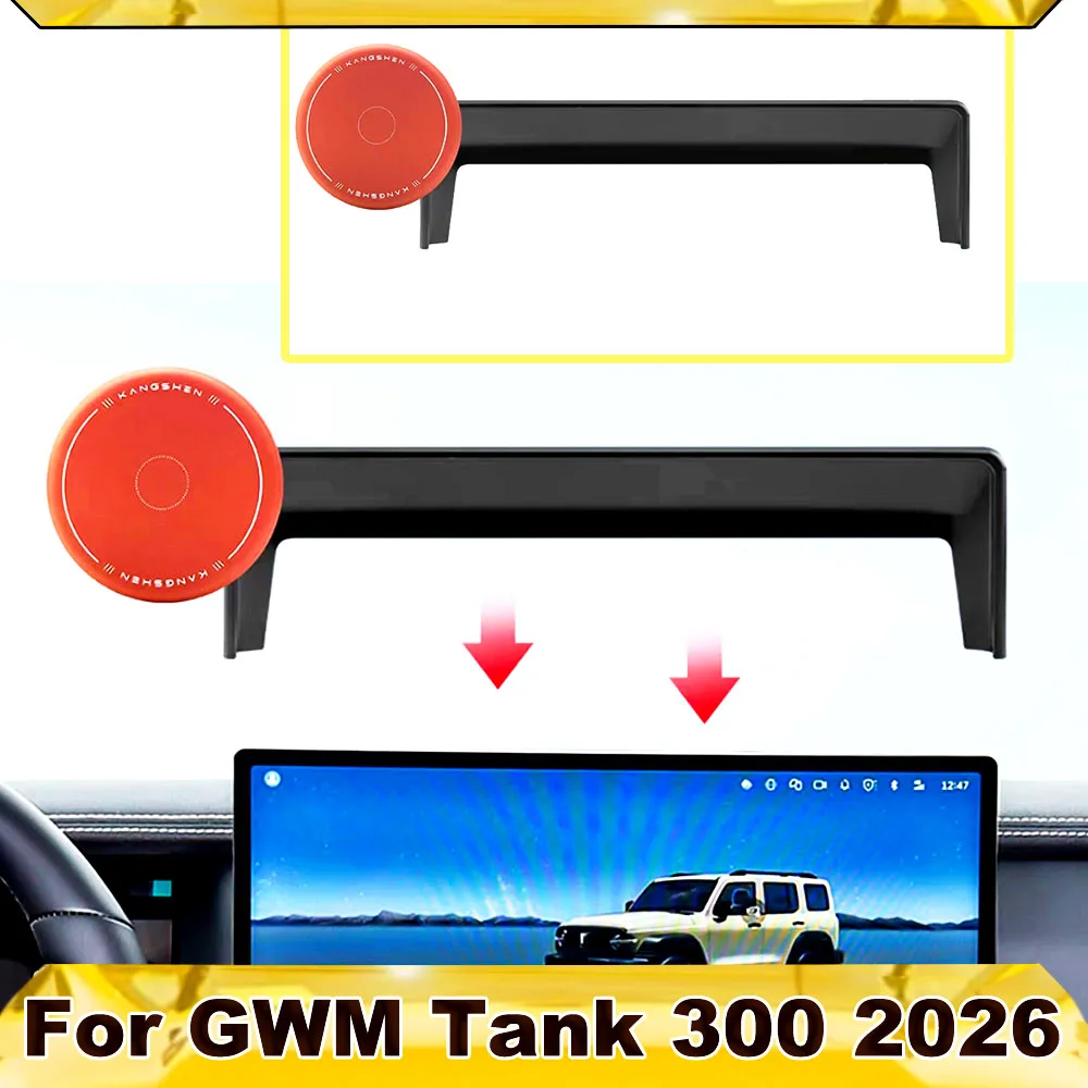Silicone Magnetic Phone Holder For GWM Tank 300 2026 15.6 Inch Screen Anti-shake Car Phone Mount Comes With Magnetic Ring