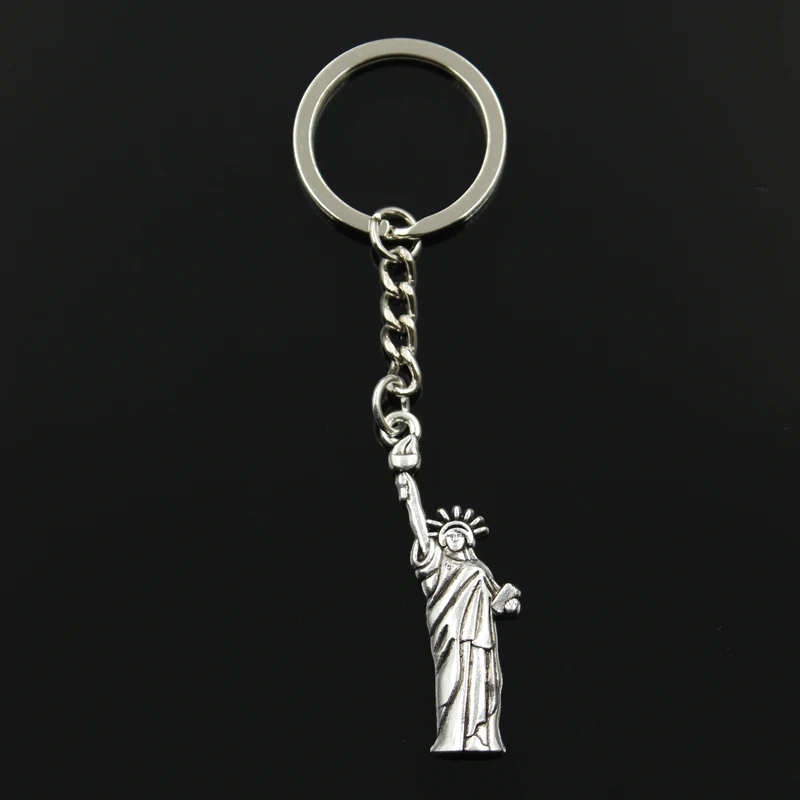 Chaveiro de metal com pingente, chaveiro de metal com 30mm, joia, bronze, cor prata, estátua da liberdade, nova york, 49x14mm