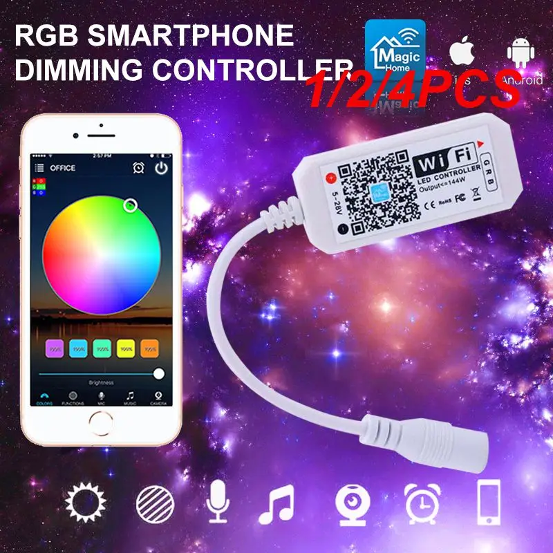 1/2/4PCS Home Mini RGB RGBW WiFi Controller DC5-24V For Led Strip Panel Light Timing Function 16million Colors Smartphone