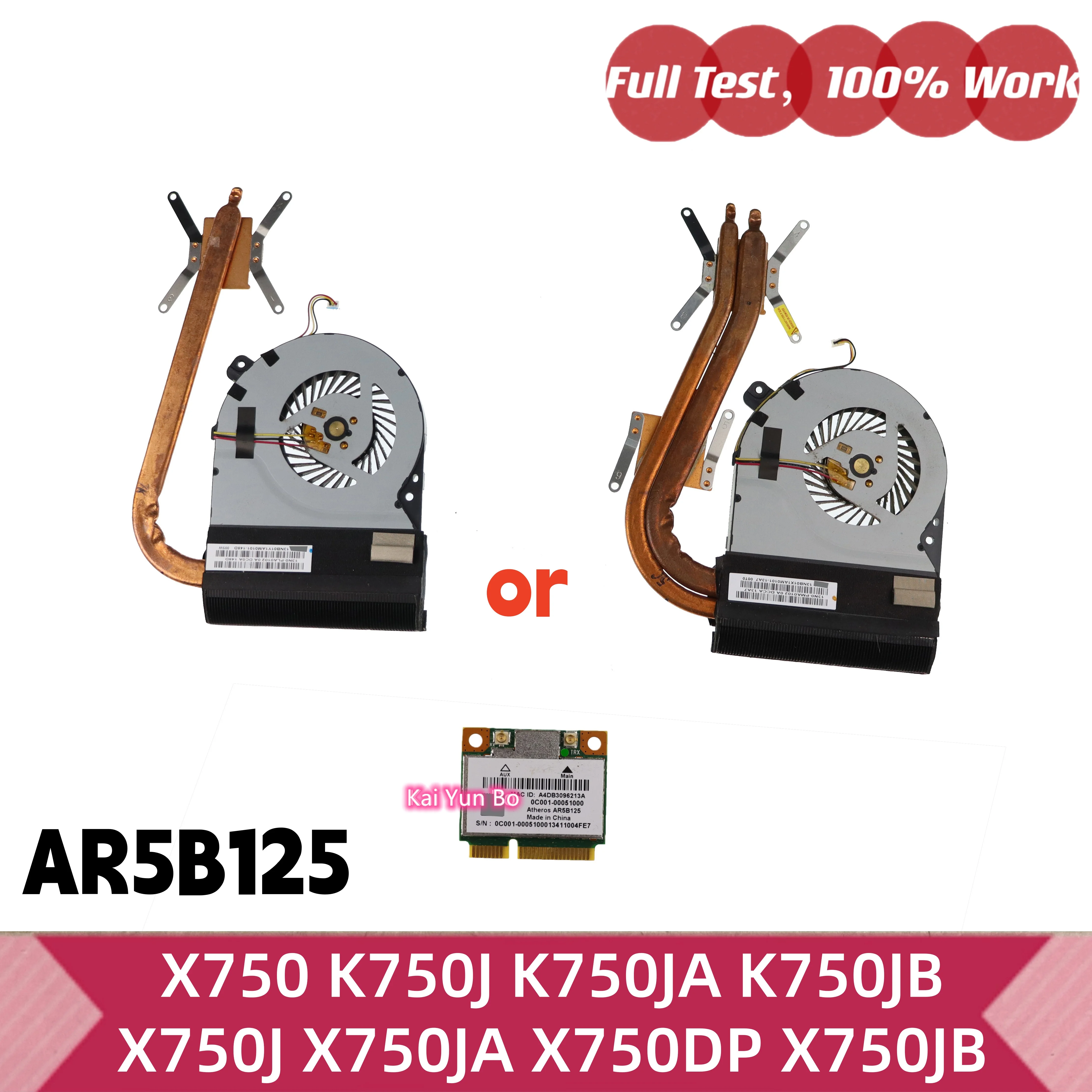 0C001-00051000 AR5B125 13N0-PLA0102 13N0-PMA0102 13NB01X1AM0101 Kai Yun Bo X750 K750J K750JA K750JB X750J X750JA X750DP X750JB Ventoinha de Laptop ou Placa de Rede Sem Fio