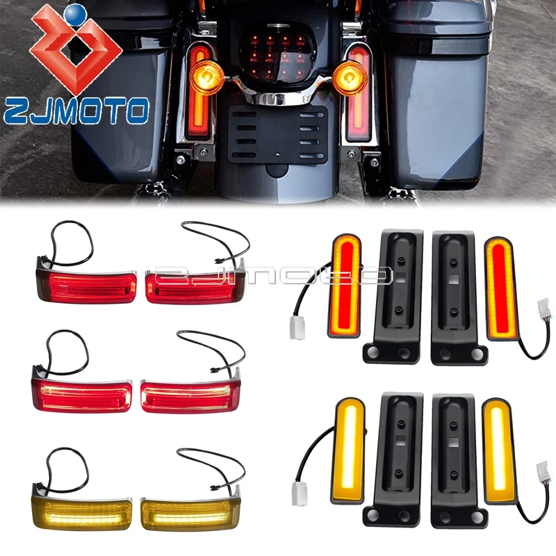 Plug Play LED Tour Pak Pack Saddlebag Filler Insert Panel Light Side Blinker Taillights Kit For Harley Touring Road Street Glide