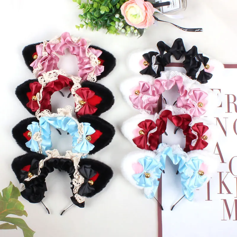 Halloween Fashion Cat Ear Bells Hair Band Popular Plush Cat Ear Headband Party Cosplay Hair Accessories