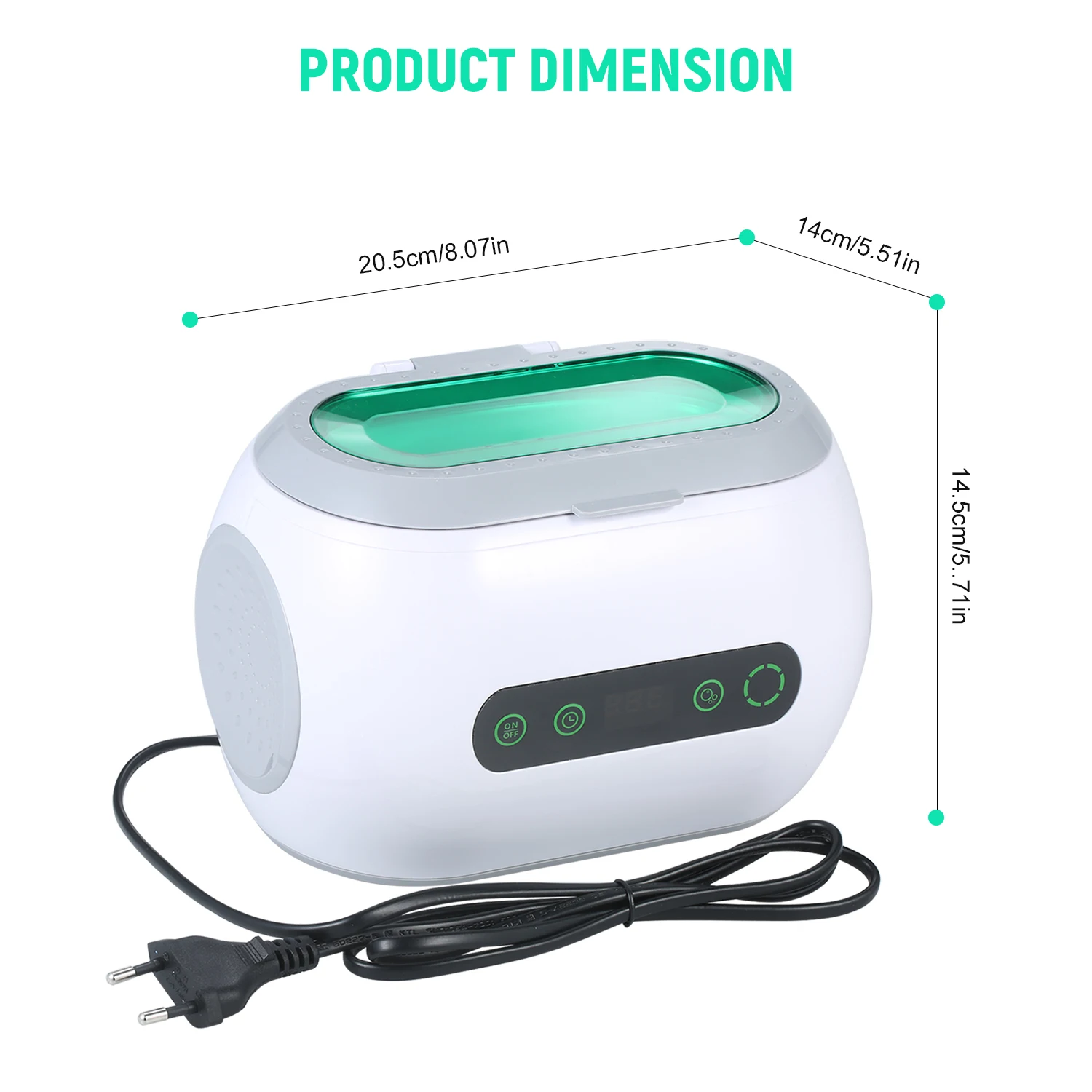 600mL Digital Ultrasonic Cleaner with Degassing Function Home Glasses Cleaning Machine with Stainless Tank Jewelry Clean Tool