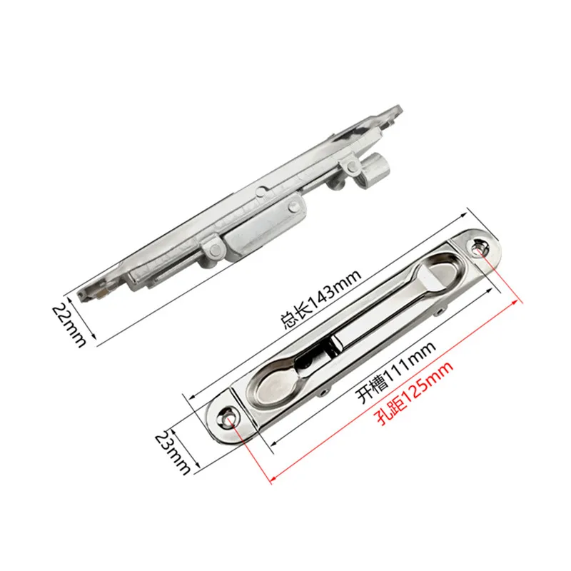 304 Stainless Steel Security Door Guard Lever Action Flush Bolt Latch Slide Bolt Lock Satin Nickel Brushed
