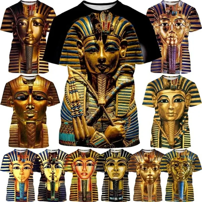 Hot Sale Big Face King Tut Egypt Egyptian Pharaoh Pyramid 3D Printed Casual T-Shirt Fashion Unisex Cool Street Short-seeved Top