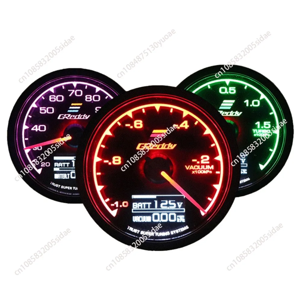 GReddi 7 Color Turbo Boost Gauge Car Multi LCD Digital Display Racing Meter Water Temp Oil temp Gauge 62mm 2.5 Inch with Sensor