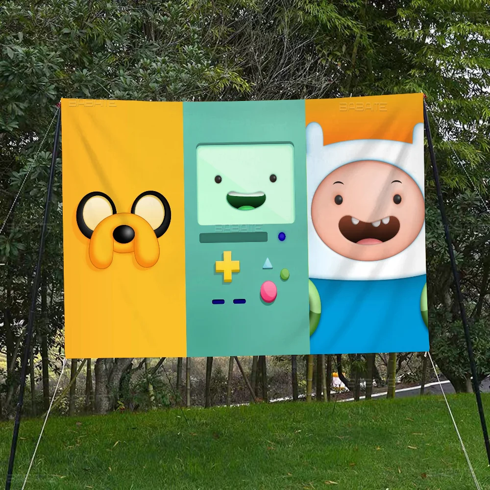 A-Adventures Cartoon T-Time Creative Pattern Hanging Flag Polyester Printed Banner Hand Pulled Flag