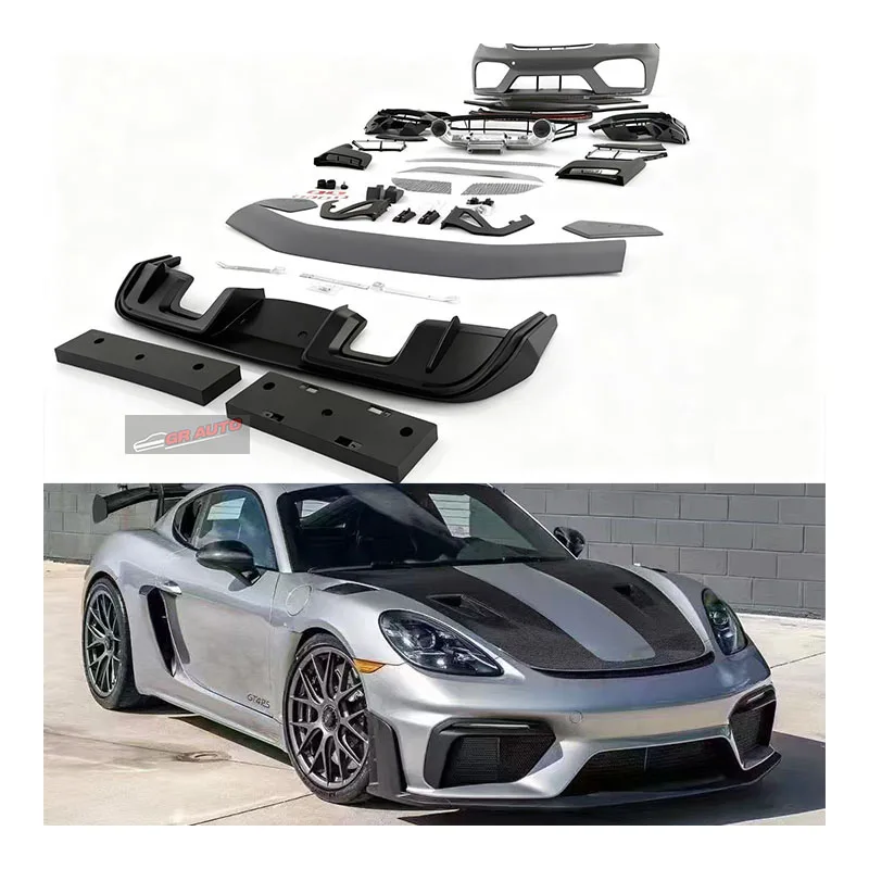 718 Cayman Boxster 2016 GT4RS Bumper Body Kit with Exhaust for New Car Tuning Accessories