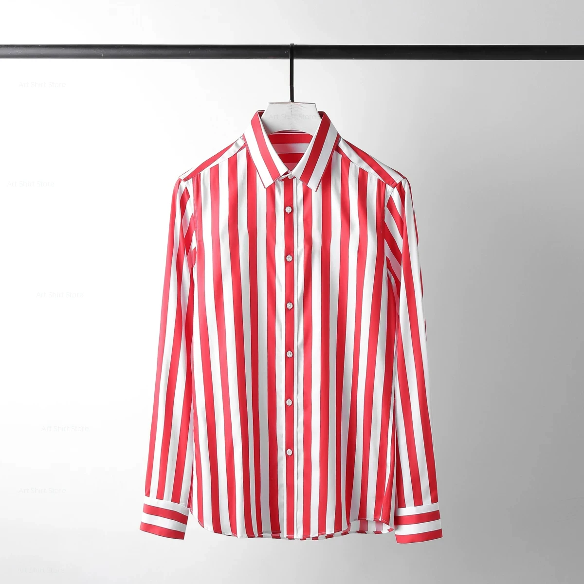 Simple autumn new style contrast color vertical stripes business casual fashionable men's versatile long-sleeved shirt