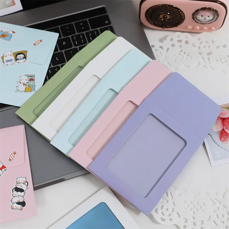 

5/10pcs Kawaii Transparent Window Envelopes DIY Paper Photo Card Holder Photo Frame Storage Gift Packaging Pocket Envelopes