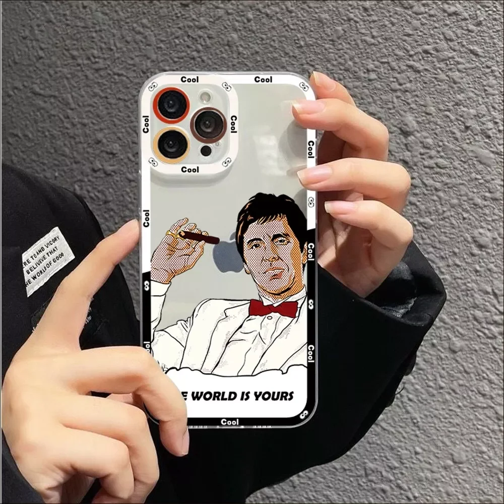 Film Scarface Tony Montana Phone Case For iPhone 13 14 15 Mini 11 12 Pro Max Transparent Shell