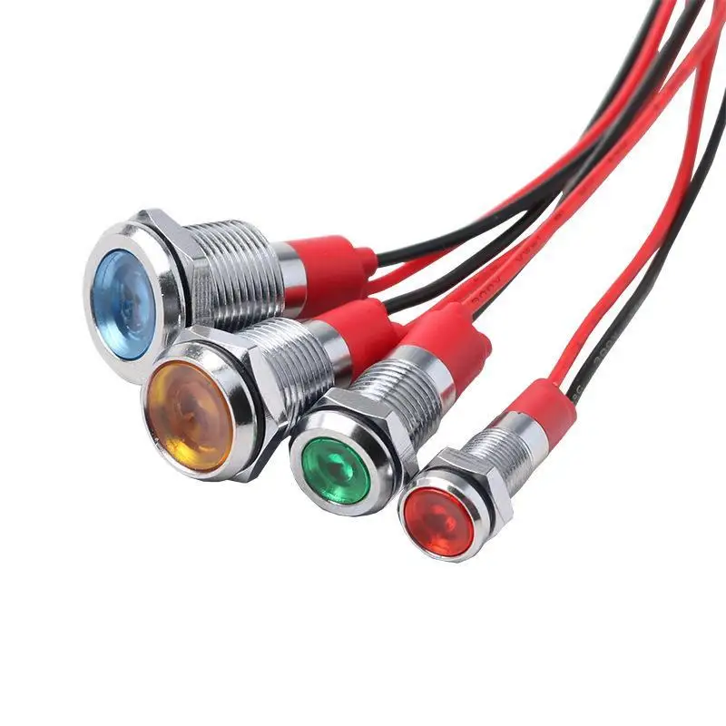 LED Metal Indicator Signal Light 6/8/10/12mm 12V 24V Pre-wired IP65 Waterproof for Auto DIY Modification