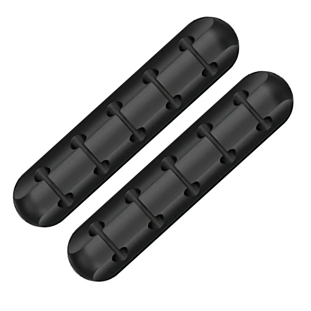 

2Pcs Silicone Cable Organizer Clips Black Desktop Cord Holder Charging Wire Management Cable Accessories Silicone Cord Organizer