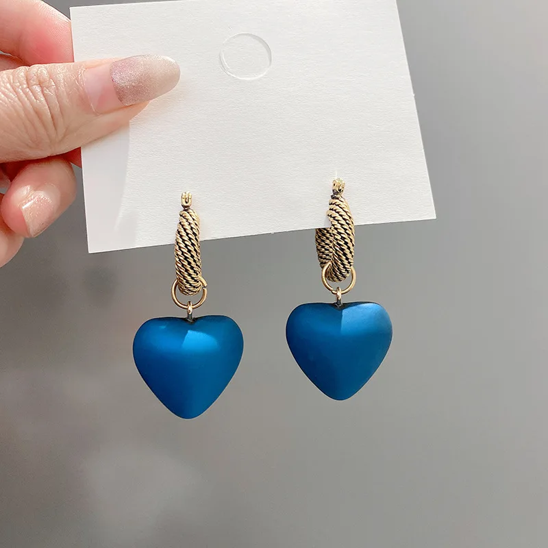 New Heart-shaped Earrings Blue Hanging Earrings Unique Bohemian Fashion Earrings For Women's Jewelry