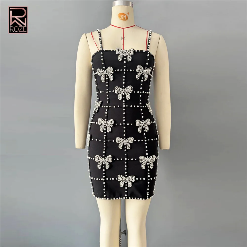 

Новое облегающее платье-бодикон с декором из стразов и бисера в виде бабочек, сексуальное платье-бандаж на тонких бретельках для банкета