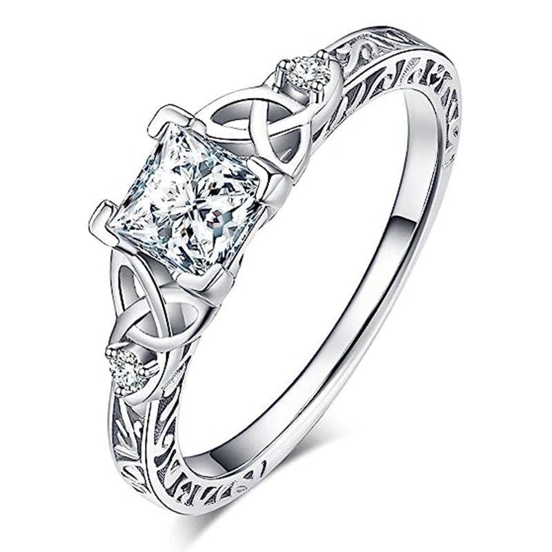 Huitan einzigartige Prinzessin Zirkonia Eheringe Frauen Ewigkeit Verlobung Vorschlag Ringe für Freundin neuen Modeschmuck
