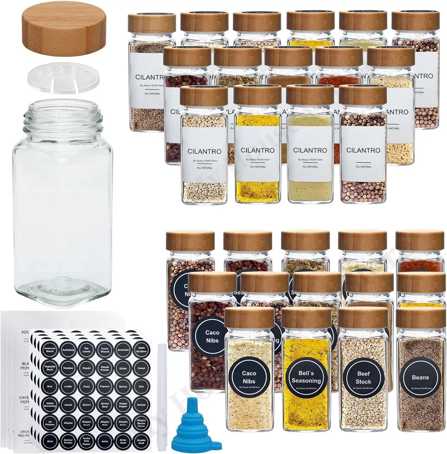 

12Pcs Glass Spice Jars with Bamboo Lid Spice Seasoning Containers Salt Pepper Shakers Spice Organizers Kitchen Spice Jars Set