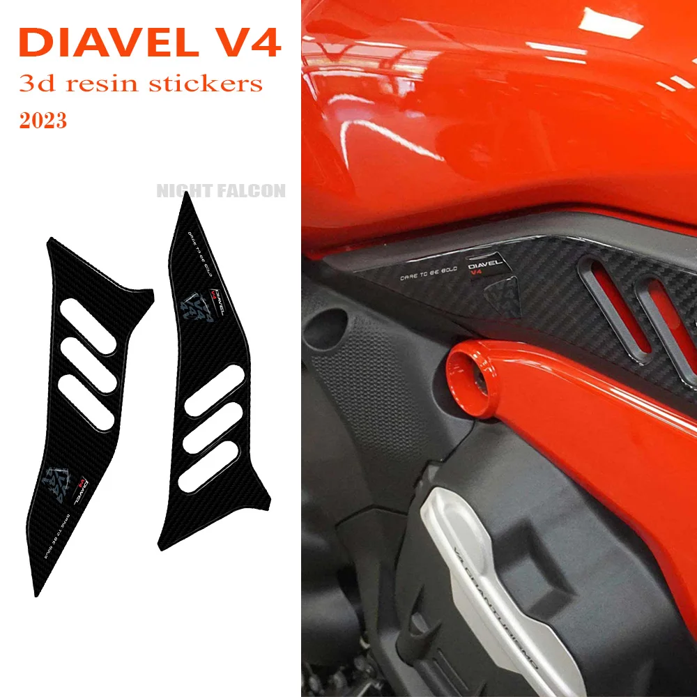 2023 Diavel V4 for Ducati Diavel V4 2023- Motorcycle Accessories Side Area Protector 3D Epoxy Resin Sticker Kit