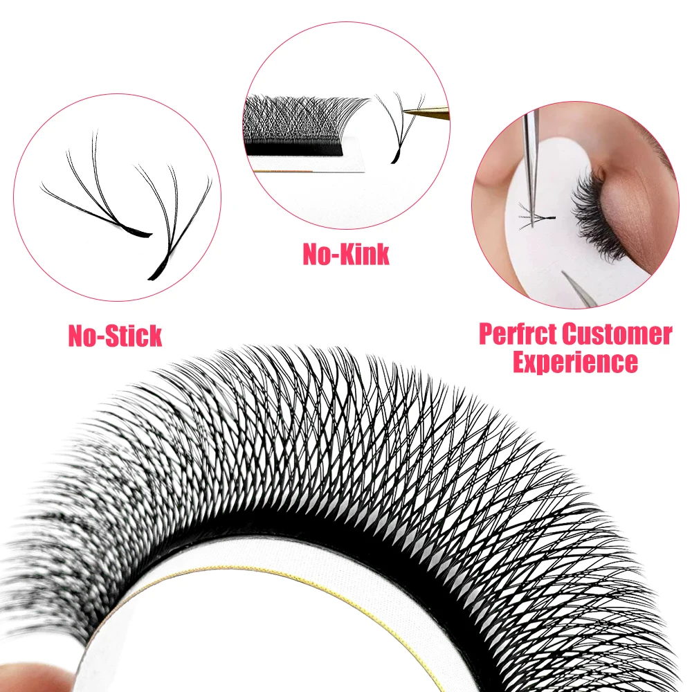 LAKANAKU Soft 6D W Eyelashes Extension Fans 6 Trays Cilios 6D W Shape Lashes Natural Make-up Fans