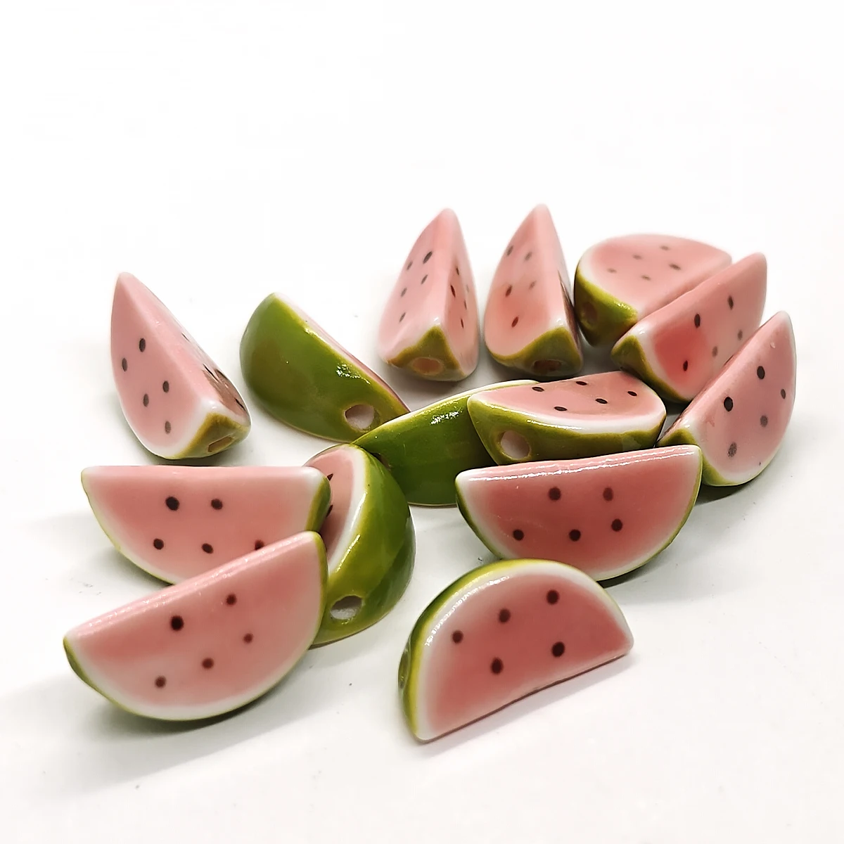 19mm 4/8pcs Soft Pink Watermelon Slice Ceramic Beads Sweet Summer Fruit Pendant for Boho Jewelry Necklace Bracelet Making Gitf