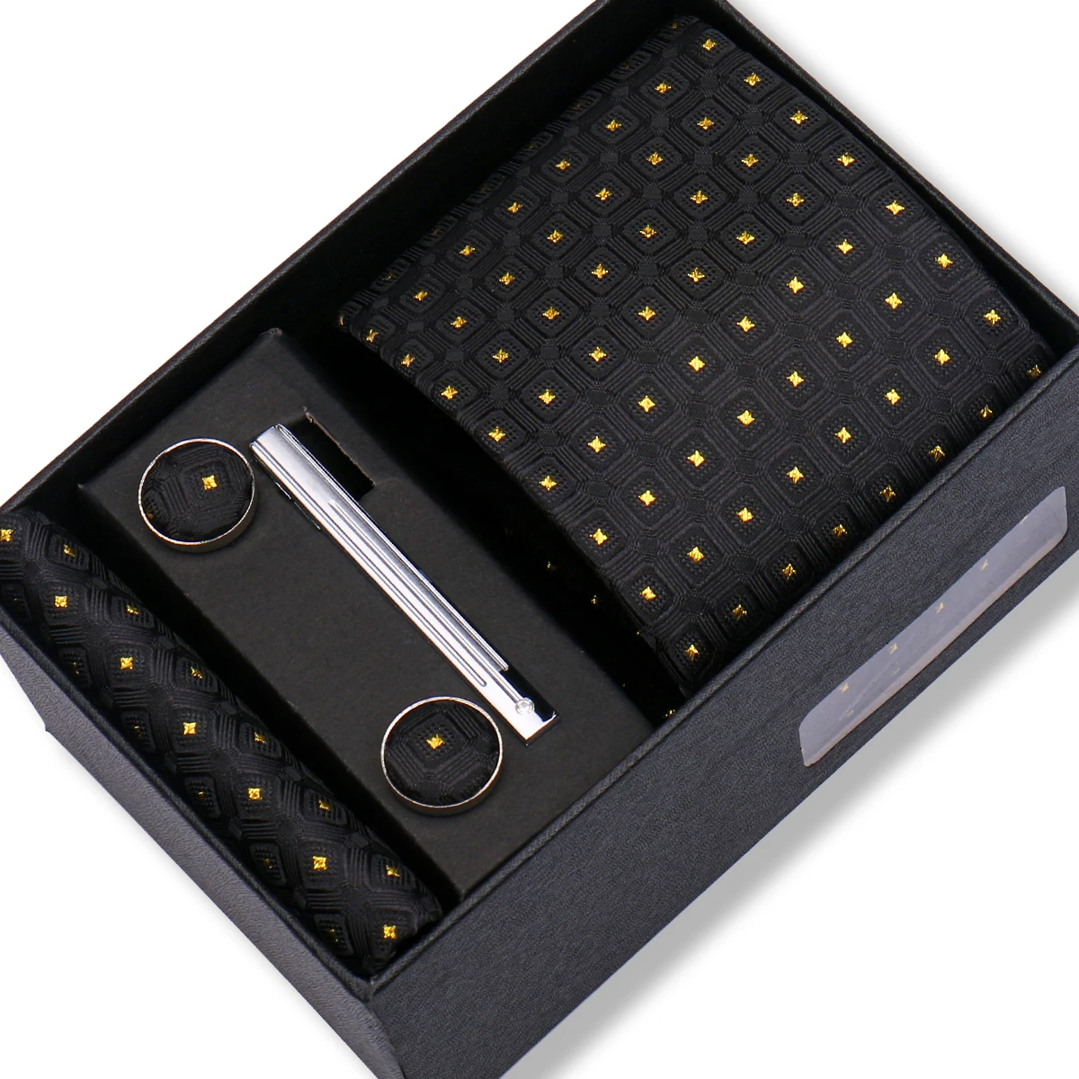 

Fashion Men's Paisley Dot Striped Necktie Gift Box Tie Handchief Cufflink Tie Clip 4-piece Gift Wedding Business Men Accessories