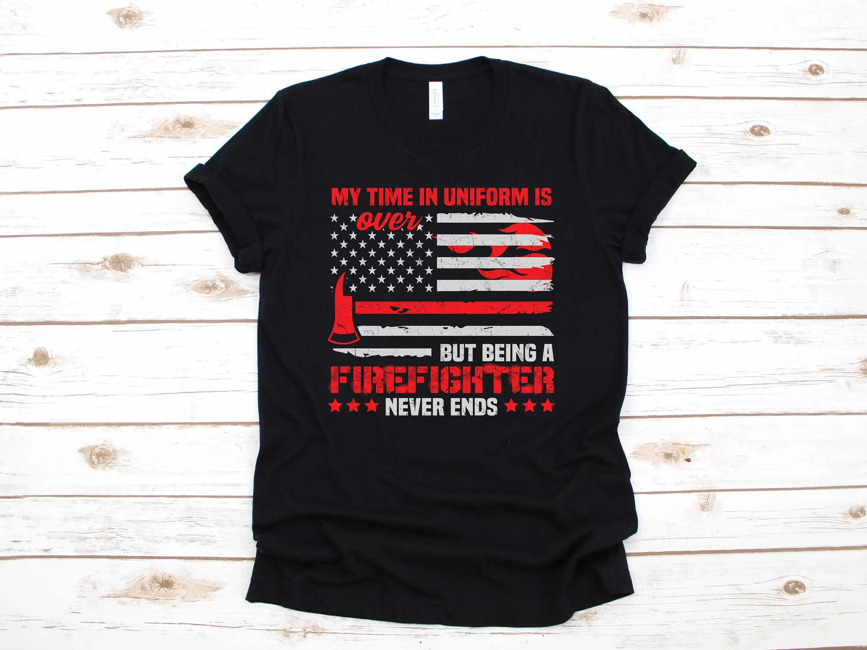 Retired Firefighter Retirement Thin Red Line T Shirt Long Sleeve Sweat