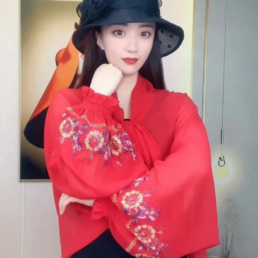 

Sweet Breathable Flower Shawl Long Embroidered Sunscreen Scarf Large Thin Seaside Vacation Cloak Women