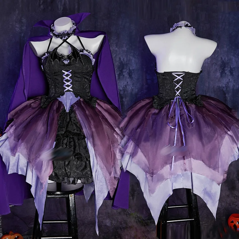 Anime Chunibyo Delusions Cos Rikka Takanashi Cosplay Halloween Lolita Costume Purple Women Sexy Gauze Dress