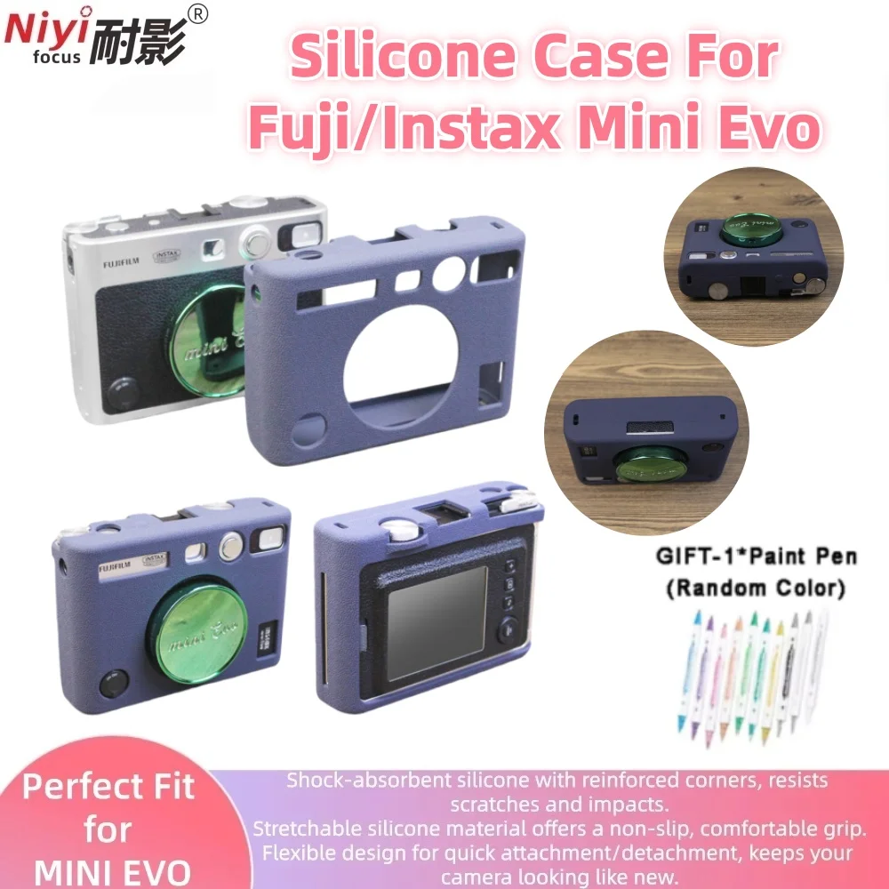 Soft Silicone Camera Case for Fujifilm Instax Mini EVO Waterproof Dustproof Protector Pouch Green Blue Black Orange