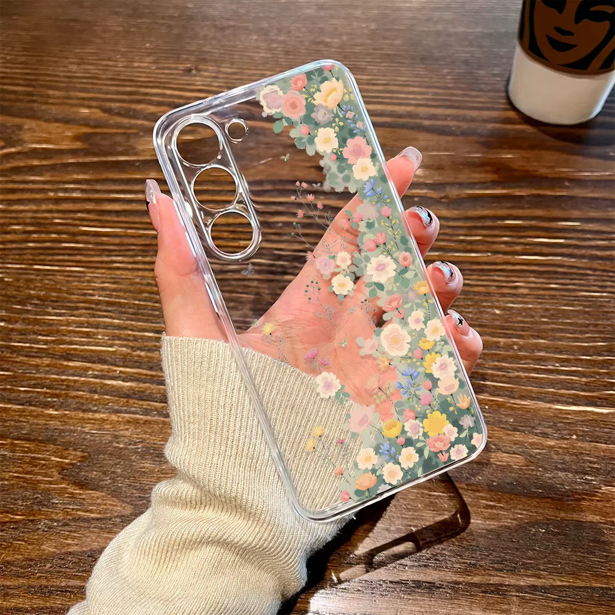 Floral Pattern Clear Soft Silicone Phone Case For Samsung Galaxy A73 A72 A71 A56 A55 A54 A53 A52 A51 A50 Daily Simple Back Cover