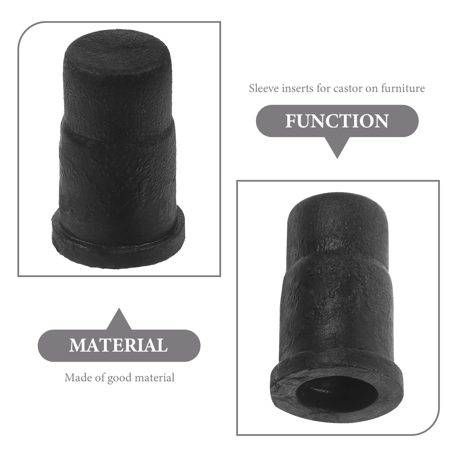 20 Pcs Bed Frame Caster Socket Stem Insert Rod Rubber Cap Casters Sleeve Inserts Black Round Ring for