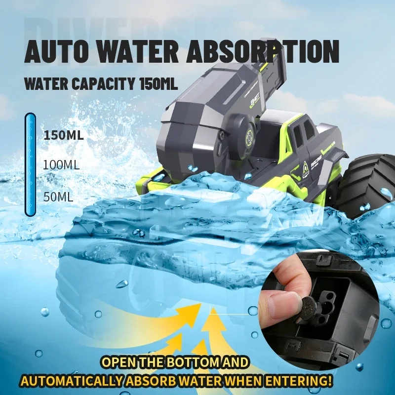 Rc Car with High-pressure Water Gun Large Amphibious Off-road Remote Control Cars for Children Summer Beach Swimming Pool Toys