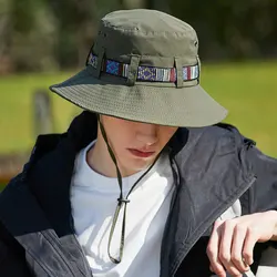 Bucket Hat Men Fisherman Cap Outdoor Sunscreen Ethnic Style Summer Hats For Men Women Unisex Riding Hiking Fishing Casual Sunhat