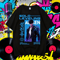 Hot Solo Leveling T Shirt Men Women Sung Jinwoo Anime Graphic T Shirts High Quality Cotton Short Sleeve Tees Streetwear Male