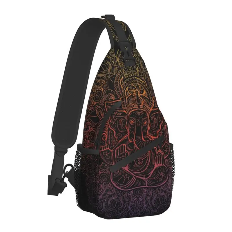 Fashion Lord Ganesha Mandala Pattern Crossbody Sling Backpack Men Elephant God Shoulder Chest Bag for Hiking