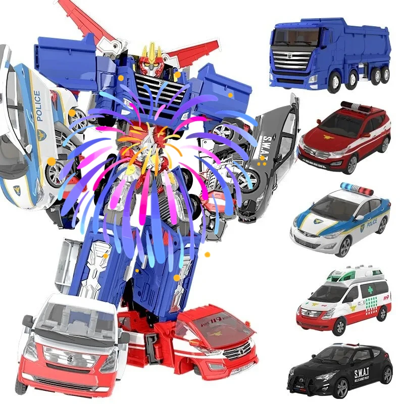 

5 IN 1 Hello Carbot Penta Storm Model Transformation Robot Toys Action Figures Deformation Police Cars Toy for Children Gift