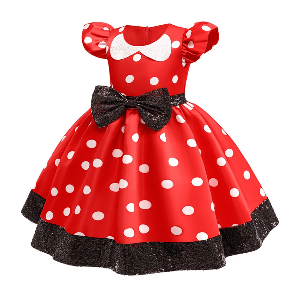 Mädchen Polka Dot Prinzessinnenkleid Baby Festliches Geburtstagsparty-Outfit Kleinkind Minnie Cosplay Karneval Halloween Aufführungs-Kostüme – Detail 3