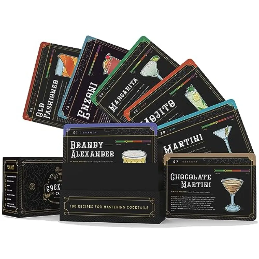 

: 100 Cocktail Recipes to Master Cocktails in Bartender Flashcard Form with Step by Step Cocktail Instructions and Video Instru