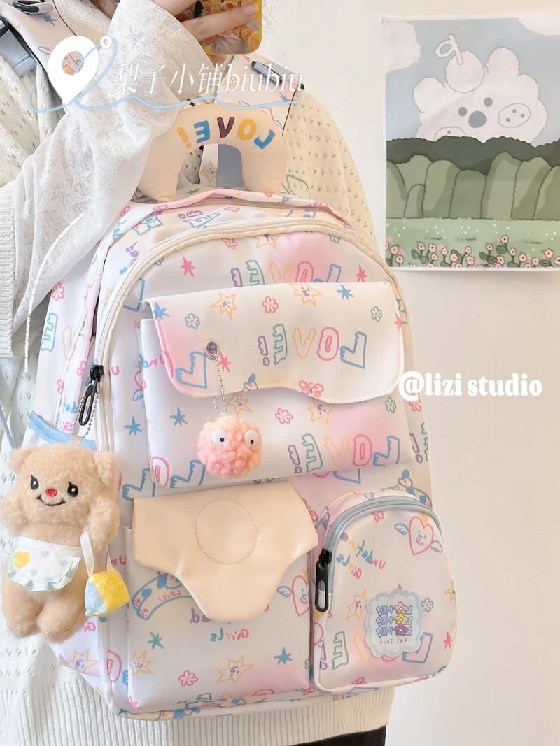New Graffiti Travel Backpack Cute And Lightweight Student Backpack Girl Backpack Girl Mommy Bag