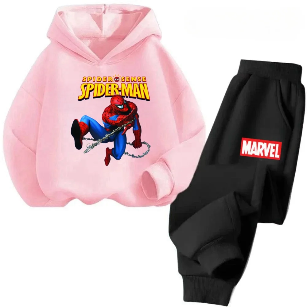 

Children Spiderman Hoodie Set 2PCS Marvel Print Long Sleeve Hooded Sweatshirt Pants Casual Warm Outfits 2026