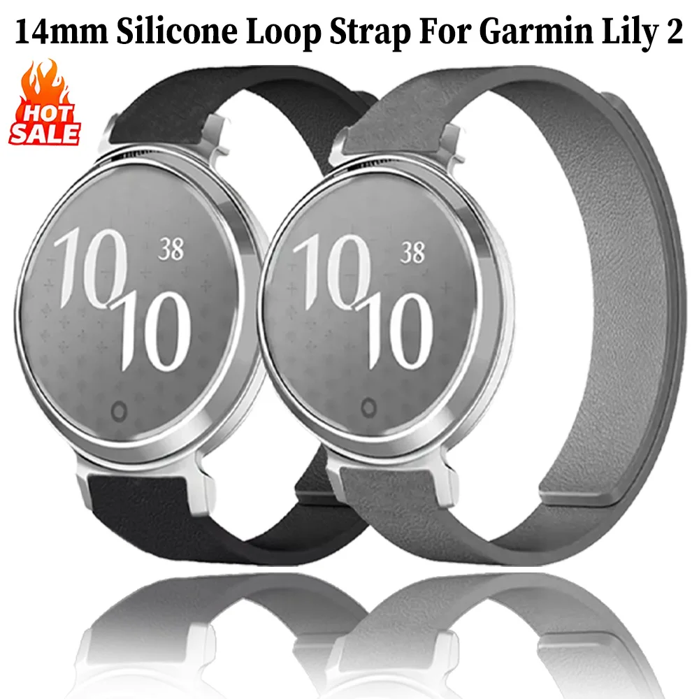 Bracelet à boucle en Silicone de 14mm pour Garmin Lily 2, Bracelet de sport magnétique à motifs litchi pour Bracelet de montre réglable Garmin