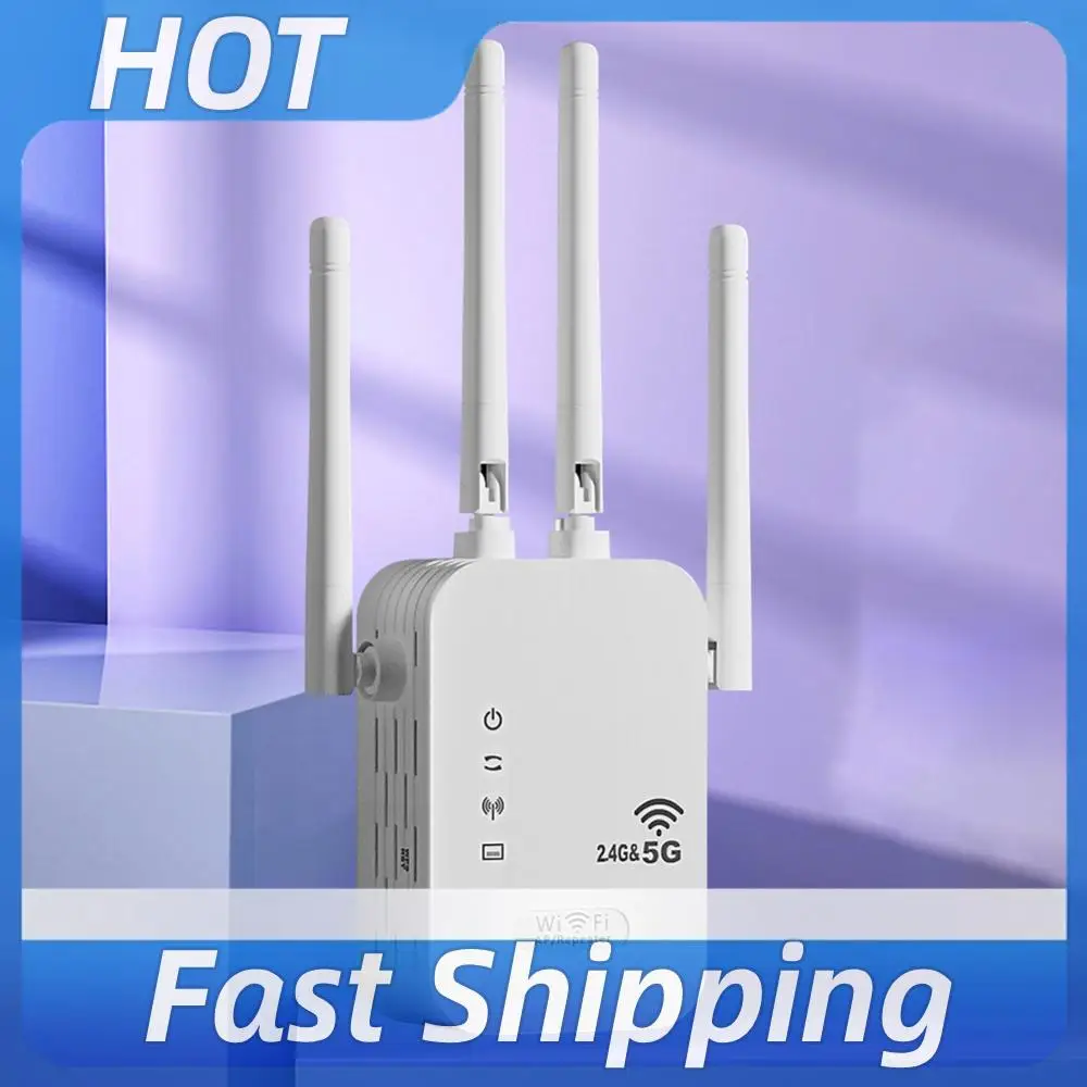 1200Mbps Wireless WiFi Repeater with WAN/LAN Port Dual-Band 2.4GHz/5GHz WiFi Extender Network Expander for Home Small Office
