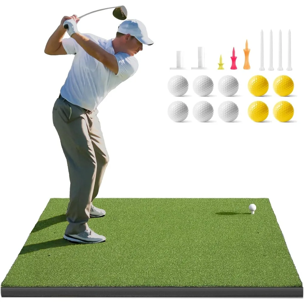 

Golf Mat, 5x4ft Golf Hitting Mats Practice with 10 Balls,9 Tees,Golf Hitting Training Aids for Driving Chipping