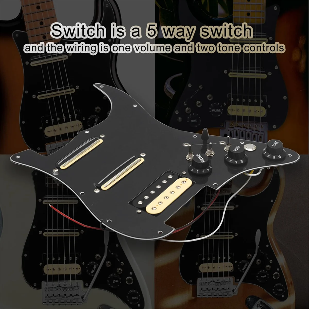 SSH-Coil Splitting Electric Guitar Pickguard 2 Mini Humbucker + 1Humbucke+Silence Switch Loaded Prewired Scratchplate B