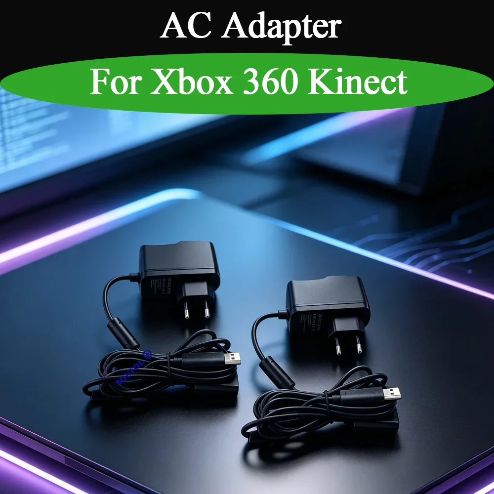 New AC 100V-240V Power Supply For Xbox 360 Kinect EU/US/UK Plug AC Adapter with USB Charging Cable For Xbox 360 Kinect Accessory