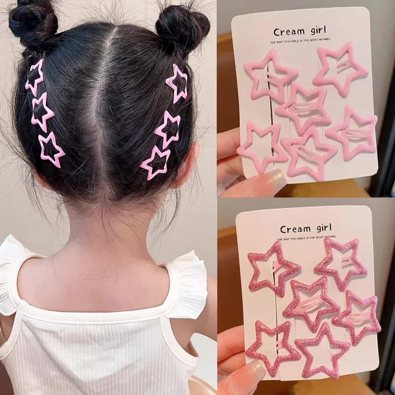 6/12 Pcs/Set Baby Children Sweet Colors Shiny Star Ornament Hair Clips Women Girls Cute Barrettes Hairpins Kids Hair Accessories