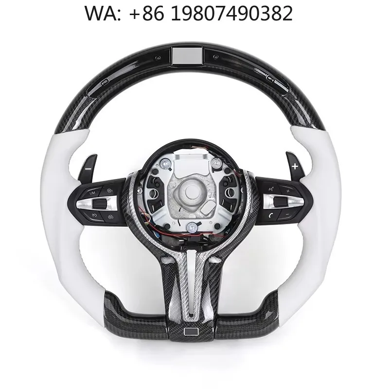

M Sport Modified Steering Wheel Built-in LED Indicator Half Leather Carbon Fiber Custom Replacement For Common Auto Chassis Inte
