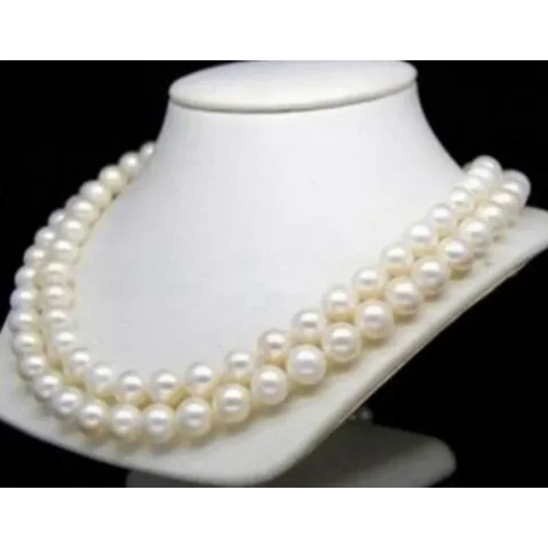 Genuine natural pearl nelace 32 inches long 8-9mm REAL white cultured PEARLNoble NATURAL style fine jewe