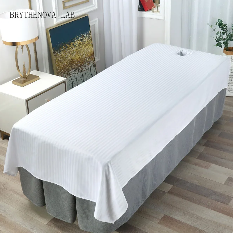 Beauty Salon Spa Bed Sheet Massage Treatment Bedspread Solid Color Soft Cotton Comfort Breathable Club Spa Bed Cover with Hole