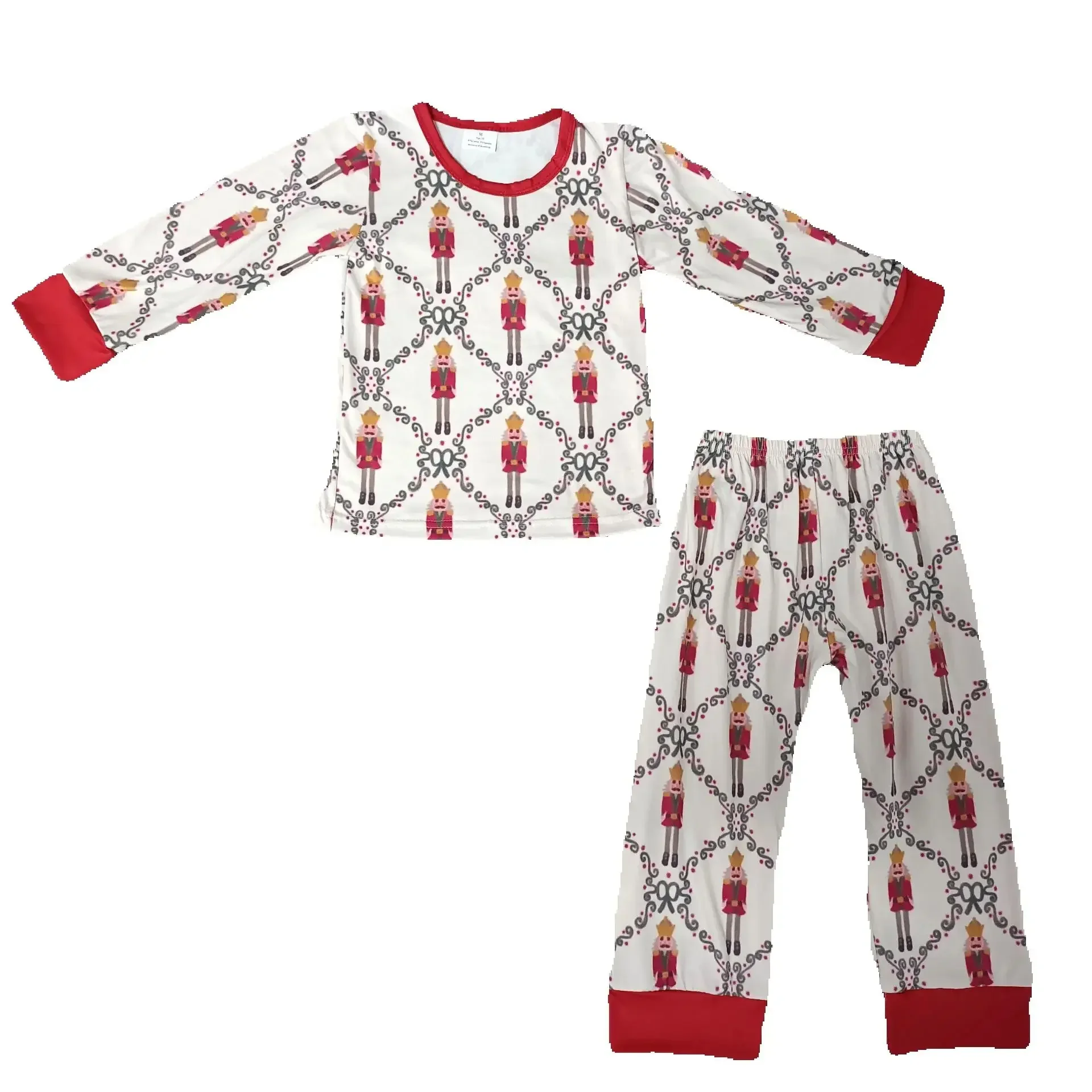 Wholesale Toddler Pajamas Set Baby Girl Long Sleeve Ruffle Set Branch Texture Animal Print Receipt Festival Clothing